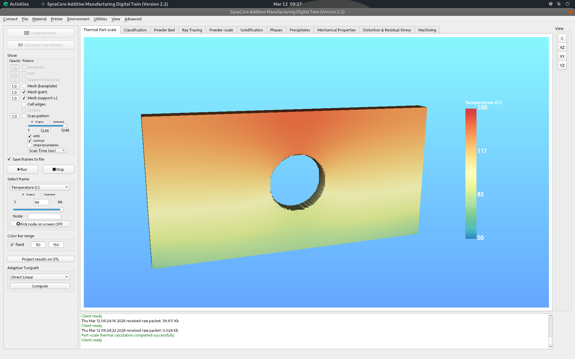 Traditional temperature buildup using default process parameters